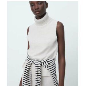 Zara - Sleeveless Roll Neck in Oatmeal- S - Turkey